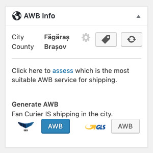 Select Fan Curier or GLS to generate the AWB
