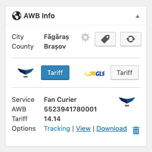 Fan Curier AWB details and options